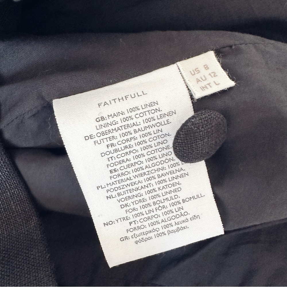 Faithfull The Brand Eloise Mini Linen Dress Black - Picture 6 of 6